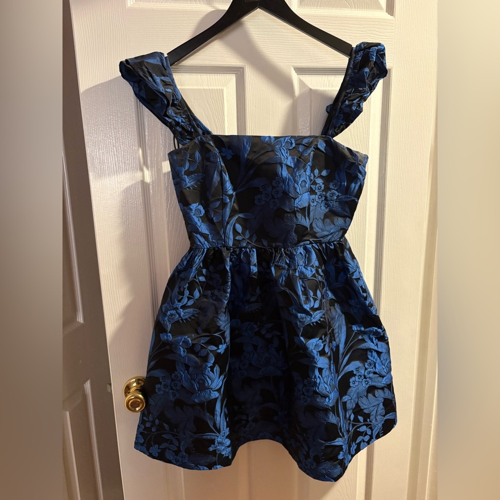 Sugarlips Blue and Black Textured Dress with pockets